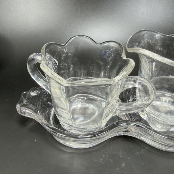 Vintage Duncan Miller Canterbury Clear Glass Cream Sugar Tray Set 3 Crystal VTG - Picture 6 of 13